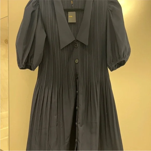 Maje Navy Pleated Dress - Picture 2 of 5